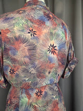 Load image into Gallery viewer, 1940s Pink, Blue and Green Mottled Hawaiian Leaf Print Dress
