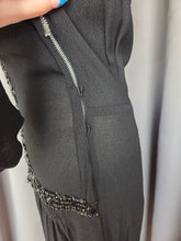 Load image into Gallery viewer, 1940s Black Crepe Sequin Cocktail Dress
