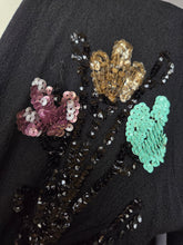 Load image into Gallery viewer, 1940s Black Crepe Sequin Cocktail Dress
