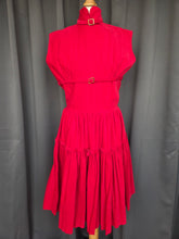 Load image into Gallery viewer, 1950s Red Corduroy Buckle Dress
