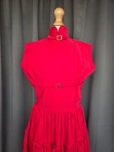 Load image into Gallery viewer, 1950s Red Corduroy Buckle Dress
