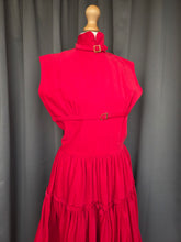Load image into Gallery viewer, 1950s Red Corduroy Buckle Dress
