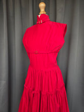 Load image into Gallery viewer, 1950s Red Corduroy Buckle Dress
