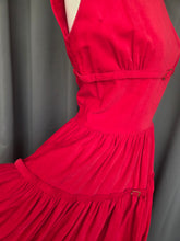 Load image into Gallery viewer, 1950s Red Corduroy Buckle Dress
