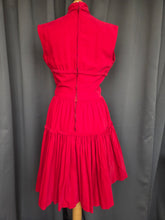 Load image into Gallery viewer, 1950s Red Corduroy Buckle Dress
