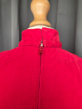 Load image into Gallery viewer, 1950s Red Corduroy Buckle Dress
