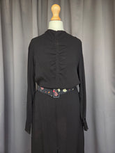 Load image into Gallery viewer, 1930s Black Crepe Dress With Patterned Dress
