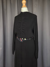 Load image into Gallery viewer, 1930s Black Crepe Dress With Patterned Dress

