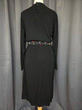 Load image into Gallery viewer, 1930s Black Crepe Dress With Patterned Dress
