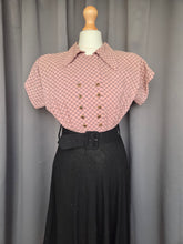 Load image into Gallery viewer, 1940s Pink Checked And Black Colour Block Dress

