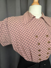 Load image into Gallery viewer, 1940s Pink Checked And Black Colour Block Dress
