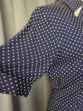 Load image into Gallery viewer, 1940s Navy Blue and White Polka Dot Dress
