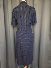 Load image into Gallery viewer, 1940s Navy Blue and White Polka Dot Dress

