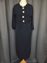 Load image into Gallery viewer, 1930s Navy Blue and White Spotty Print Crepe Dress
