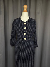 Load image into Gallery viewer, 1930s Navy Blue and White Spotty Print Crepe Dress
