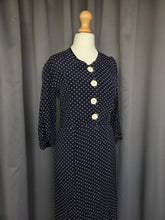 Load image into Gallery viewer, 1930s Navy Blue and White Spotty Print Crepe Dress
