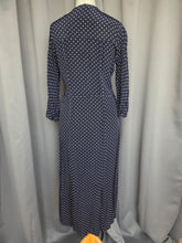 Load image into Gallery viewer, 1930s Navy Blue and White Spotty Print Crepe Dress
