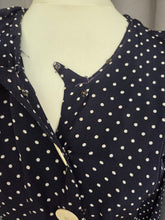 Load image into Gallery viewer, 1930s Navy Blue and White Spotty Print Crepe Dress
