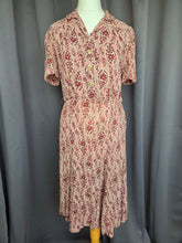 Load image into Gallery viewer, 1940s Brown and Beige Floral Paisley Print Dress
