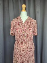 Load image into Gallery viewer, 1940s Brown and Beige Floral Paisley Print Dress
