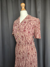 Load image into Gallery viewer, 1940s Brown and Beige Floral Paisley Print Dress
