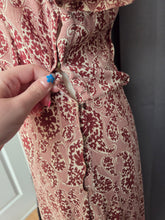 Load image into Gallery viewer, 1940s Brown and Beige Floral Paisley Print Dress
