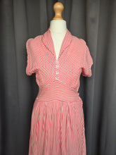 Load image into Gallery viewer, 1940s Red and White Stripe Dress
