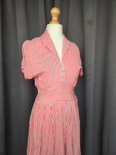 Load image into Gallery viewer, 1940s Red and White Stripe Dress
