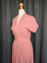 Load image into Gallery viewer, 1940s Red and White Stripe Dress
