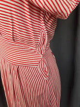 Load image into Gallery viewer, 1940s Red and White Stripe Dress
