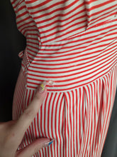 Load image into Gallery viewer, 1940s Red and White Stripe Dress
