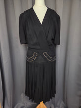 Load image into Gallery viewer, 1940s Black Crepe Studded Dress
