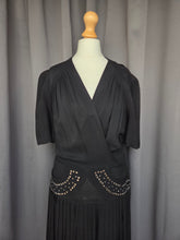 Load image into Gallery viewer, 1940s Black Crepe Studded Dress
