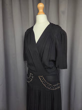 Load image into Gallery viewer, 1940s Black Crepe Studded Dress

