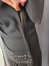 Load image into Gallery viewer, 1940s Black Crepe Studded Dress
