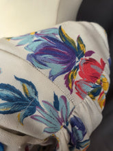 Load image into Gallery viewer, 1940s White Moygashel Dress With Multicoloured Flower Stripes
