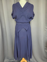 Load image into Gallery viewer, 1940s Navy Blue Rayon Dress With Huge Skirt
