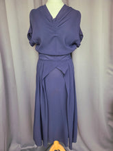 Load image into Gallery viewer, 1940s Navy Blue Rayon Dress With Huge Skirt
