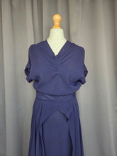 Load image into Gallery viewer, 1940s Navy Blue Rayon Dress With Huge Skirt
