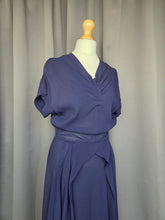 Load image into Gallery viewer, 1940s Navy Blue Rayon Dress With Huge Skirt
