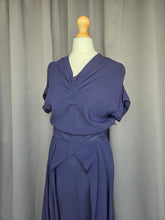 Load image into Gallery viewer, 1940s Navy Blue Rayon Dress With Huge Skirt
