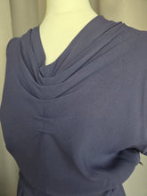 Load image into Gallery viewer, 1940s Navy Blue Rayon Dress With Huge Skirt
