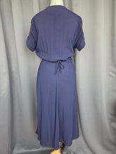 Load image into Gallery viewer, 1940s Navy Blue Rayon Dress With Huge Skirt
