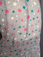 Load image into Gallery viewer, 1940s Sheer Grey Dress With Teal, Pink and White Spotty Print
