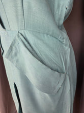 Load image into Gallery viewer, 1940s Teal Blue Dress With Huge Collar and Pockets

