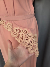 Load image into Gallery viewer, 1940s Pale Pink and Cream Lace Crepe Long Evening Dress

