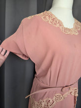 Load image into Gallery viewer, 1940s Pale Pink and Cream Lace Crepe Long Evening Dress
