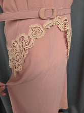 Load image into Gallery viewer, 1940s Pale Pink and Cream Lace Crepe Long Evening Dress
