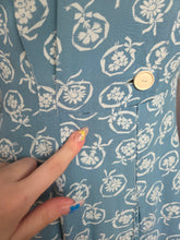Load image into Gallery viewer, 1940s Teal and White Novelty Hat Print Dress
