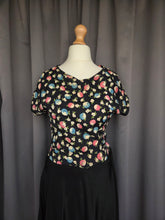 Load image into Gallery viewer, 1940s Black and Multicoloured Flower Dress
